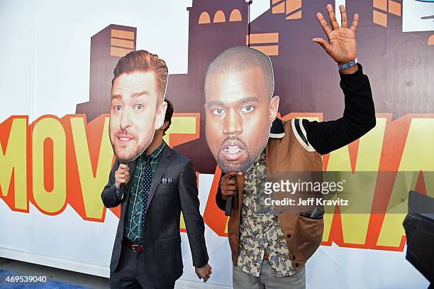 Comedians David Magidoff and Derek Gaines attend The 2015 MTV Movie Awards at Nokia Theatre L.A. Live on April 12, 2015 in Los Angeles, California.