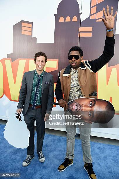 Comedians David Magidoff and Derek Gaines attend The 2015 MTV Movie Awards at Nokia Theatre L.A. Live on April 12, 2015 in Los Angeles, California.