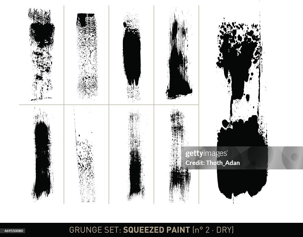 Grunge-set:  Dry gepresste Farbe S/w