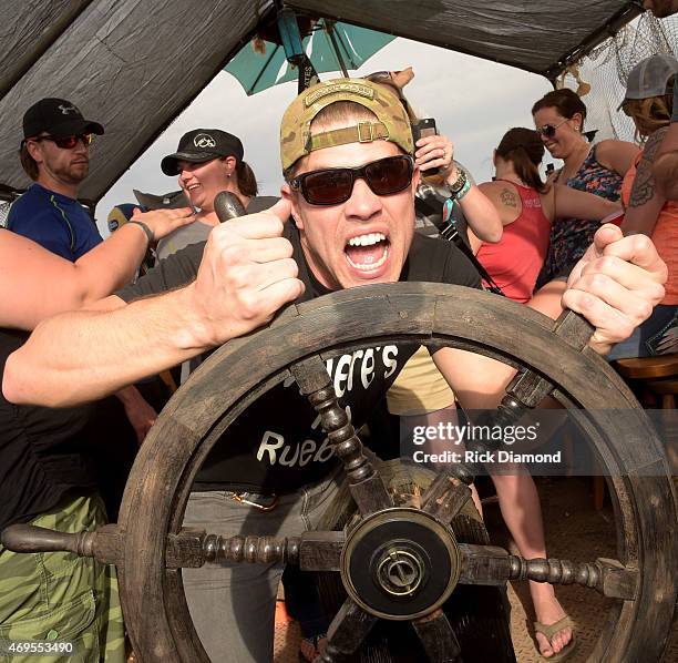 Singer/Songwriter Dustin Lynch visits fans out in campsites during Country Thunder USA - Day 4 on April 12, 2015 in Florence, Arizona.