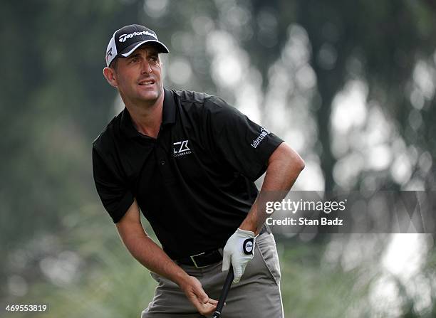 Jeff Gove watches his drive on the second hole during the third round of the Pacific Rubiales Colombia Championship Presented by Claro at Country...