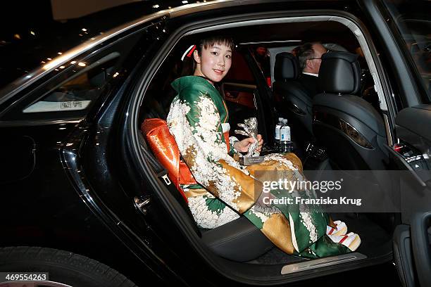 Haru Kuroki attends the closing ceremony during the 64th Berlinale International Film Festival at Berlinale Palast on February 15, 2014 in Berlin,...