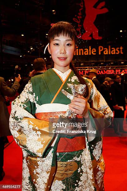 Haru Kuroki attends the closing ceremony during the 64th Berlinale International Film Festival at Berlinale Palast on February 15, 2014 in Berlin,...