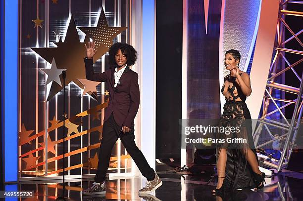 Recording artist Toni Braxton with her son Diezel Ky Braxton-Lewis onstage at the UNCF "An Evening Of Stars" at Boisfeuillet Jones Atlanta Civic...