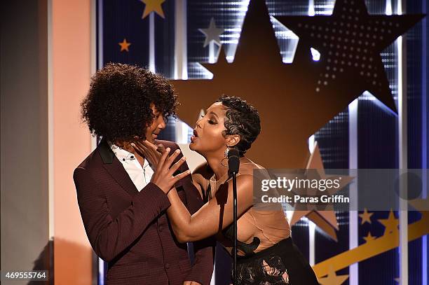 Recording artist Toni Braxton with her son Diezel Ky Braxton-Lewis onstage at the UNCF "An Evening Of Stars" at Boisfeuillet Jones Atlanta Civic...