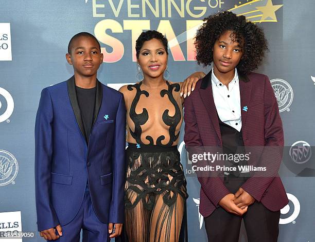 Denim Cole Braxton-Lewis, Toni Braxton and Diezel Ky Braxton-Lewis attend An Evening of Stars at Atlanta Civic Center on April 12, 2015 in Atlanta,...