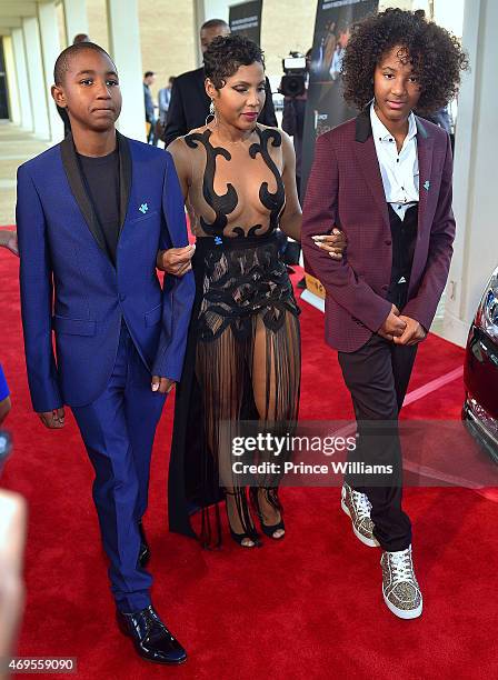 Denim Cole Braxton-Lewis, Toni Braxton and Diezel Ky Braxton-Lewis attend An Evening of Stars at Atlanta Civic Center on April 12, 2015 in Atlanta,...