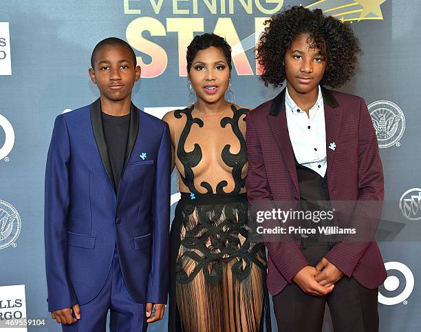 Denim Cole Braxton-Lewis, Toni Braxton and Diezel Ky Braxton-Lewis attend An Evening of Stars at Atlanta Civic Center on April 12, 2015 in Atlanta,...