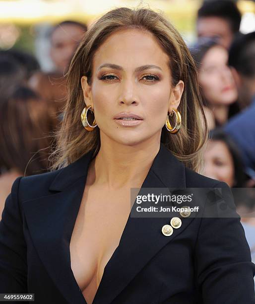 Actress Jennifer Lopez arrives at the 2015 MTV Movie Awards at Nokia Theatre L.A. Live on April 12, 2015 in Los Angeles, California.
