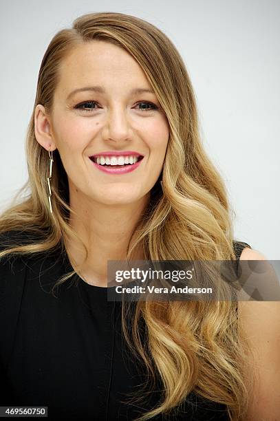 Blake Lively at the "Age Of Adaline" Press Conference at the Four Seasons Hotel on April 12, 2015 in Beverly Hills, California.