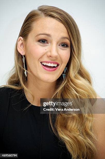 Blake Lively at the "Age Of Adaline" Press Conference at the Four Seasons Hotel on April 12, 2015 in Beverly Hills, California.