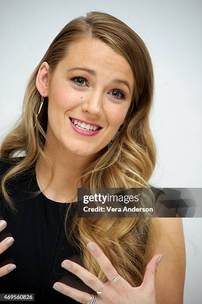 Blake Lively at the "Age Of Adaline" Press Conference at the Four Seasons Hotel on April 12, 2015 in Beverly Hills, California.