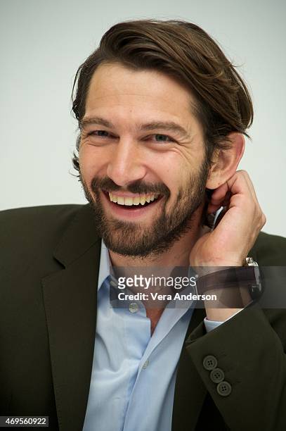 Michiel Huisman at the "Age Of Adaline" Press Conference at the Four Seasons Hotel on April 12, 2015 in Beverly Hills, California.