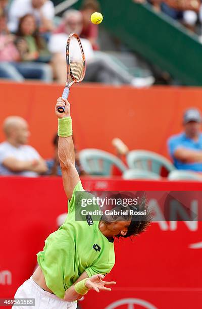 David Ferrer of Spain serves during a tennis match between David Ferrer and Nicolas Almagro as part of ATP Buenos Aires Copa Claro on February 15,...