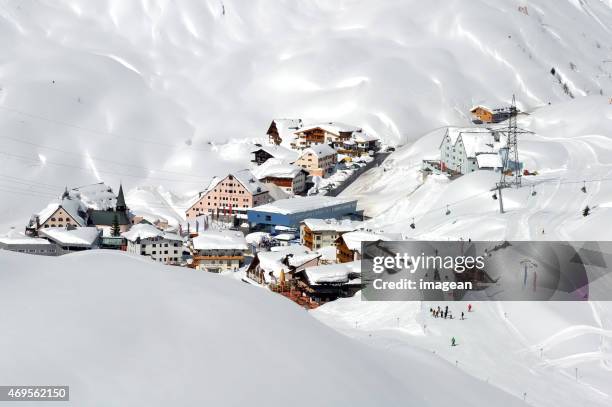 ski lift - st christoph - skiing - austria skiing stock pictures, royalty-free photos & images