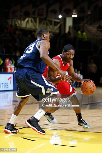 Othyus Jeffers of the Prospect handles the ball against the Futures during the NBA D-League All-Star Game at Sprint Arena as part of 2014 NBA...