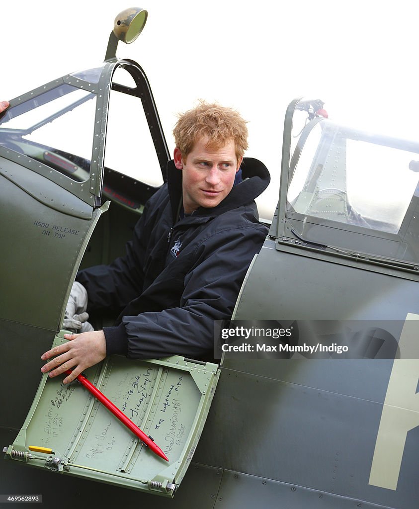 Prince Harry Attends A Track Day For The Royal Foundation Endeavour Fund & Visits Boultbee Flight Academy