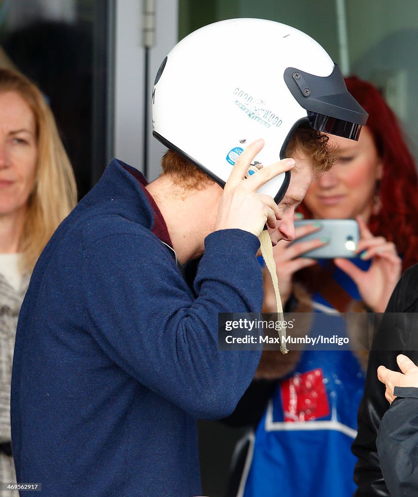 Prince Harry Attends A Track Day For The Royal Foundation Endeavour Fund & Visits Boultbee Flight Academy