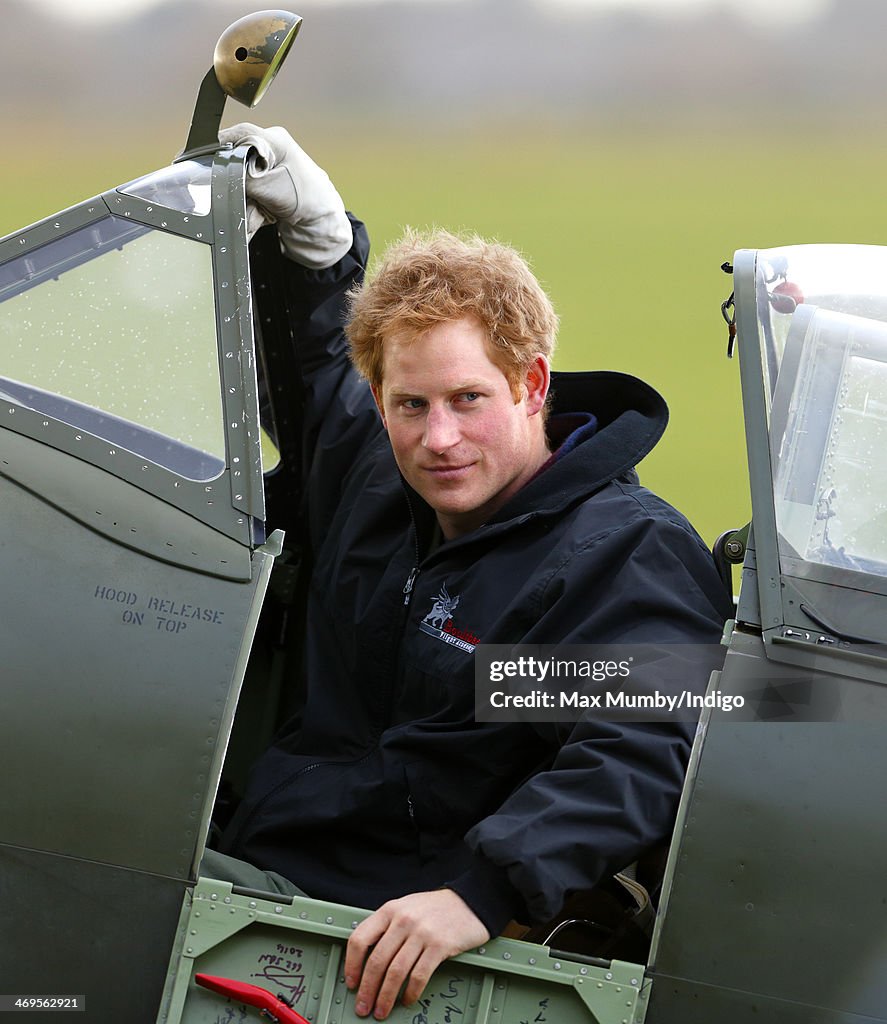 Prince Harry Attends A Track Day For The Royal Foundation Endeavour Fund & Visits Boultbee Flight Academy