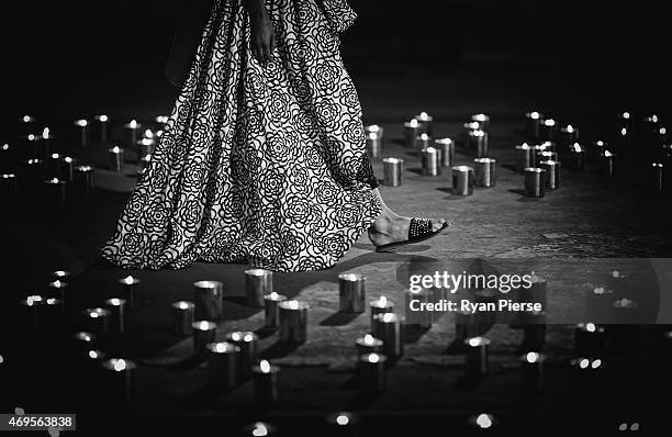 Models showcase designs during the Aje show at Mercedes-Benz Fashion Week Australia 2015 at Carriageworks on April 13, 2015 in Sydney, Australia.