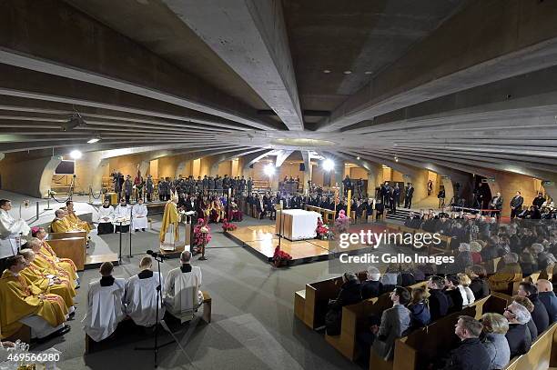 President Bronislaw Komorowski, First Lady Anna Komorowska and Marshal of the Sejm, Radoslaw Sikorski attend the Holy Mass for the victims of the...