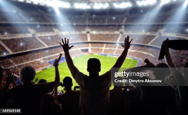 los fanáticos del fútbol en el estadio - abanico fotografías e imágenes de stock