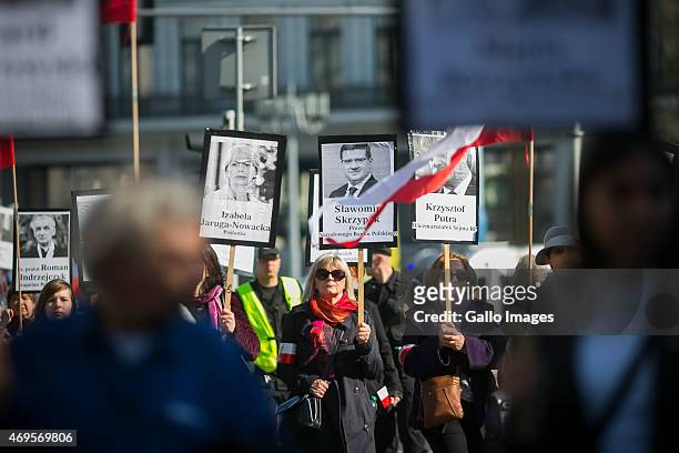 March commemorating the victims of the 2010 Smolensk airplane crash on April 10, 2015 in Warsaw, Poland. On 10 April, 2010 a Tupolev Tu-154M aircraft...