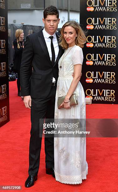 Ryan Clark and Katherine Kelly attend The Olivier Awards at The Royal Opera House on April 12, 2015 in London, England.