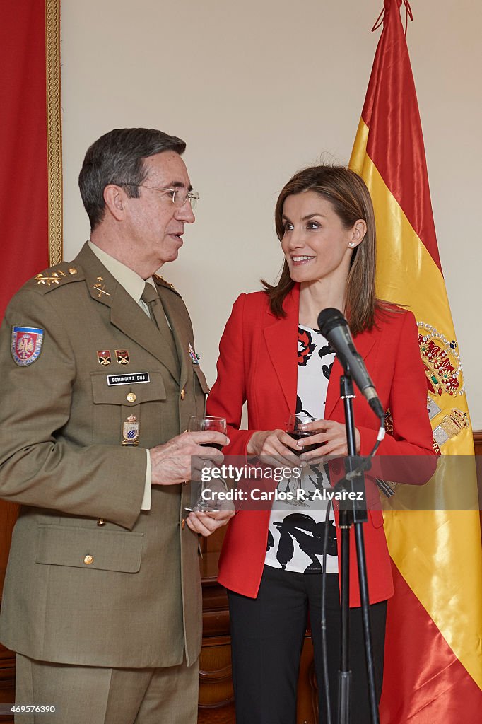 Queen Letizia Of Spain Visitis Artillery Military Academy In Segovia