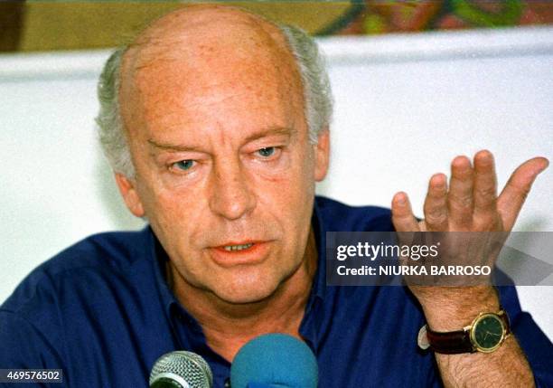 Photo taken 07 June 1999 of writer Eduardo Galeano in La Havana, Cuba who is currently protesting the war on Iraq. Galeano died in Montevideo on...
