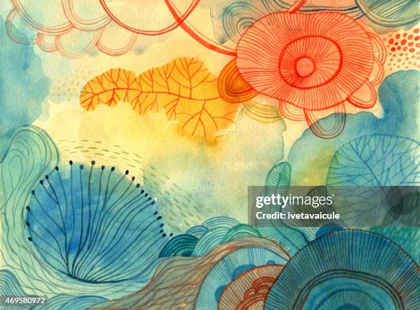 stockillustraties, clipart, cartoons en iconen met abstract colourful watercolour background - ocean pictures