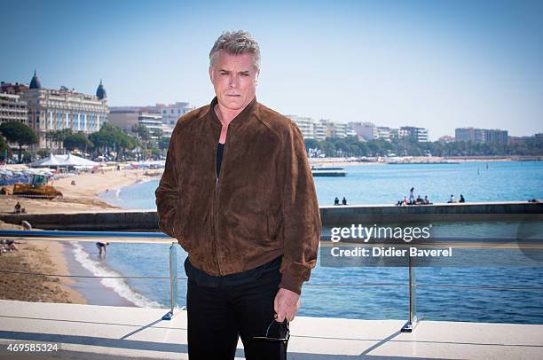Ray Liotta poses during the 'Texas Rising' photocall at MIPTV on April 13, 2015 in Cannes, France.