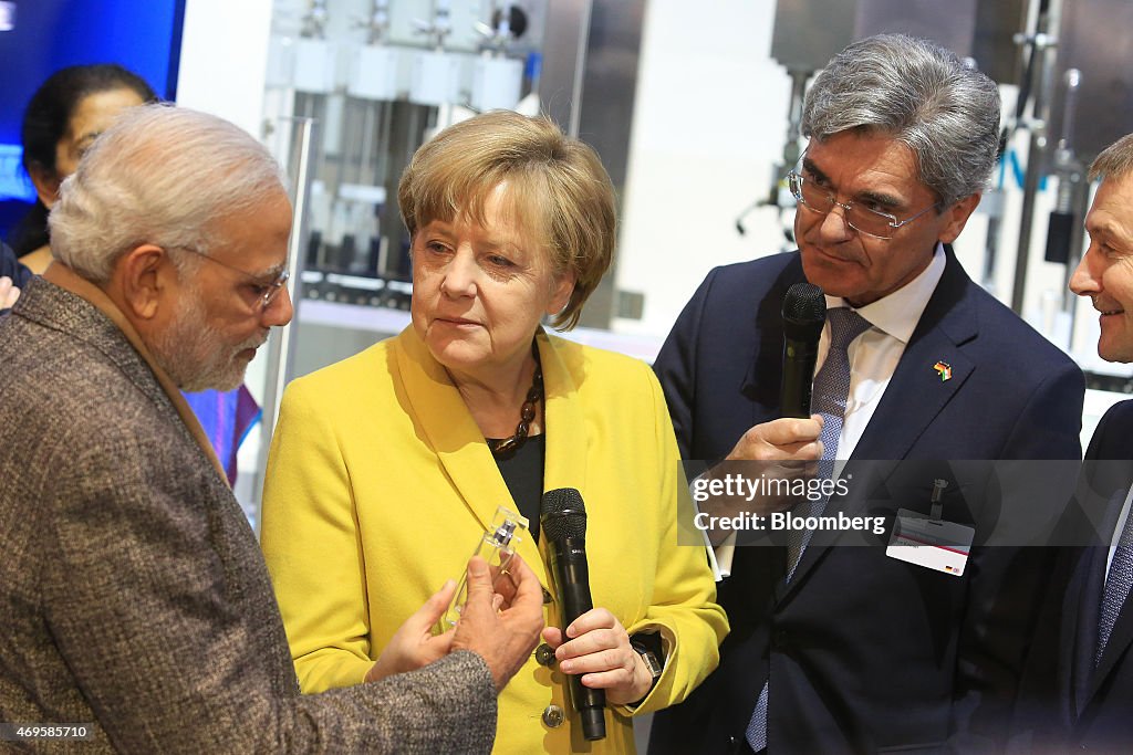Germany's Chancellor Angela Merkel And India's Prime Minister Narendra Modi Attend Industrial Tech Show