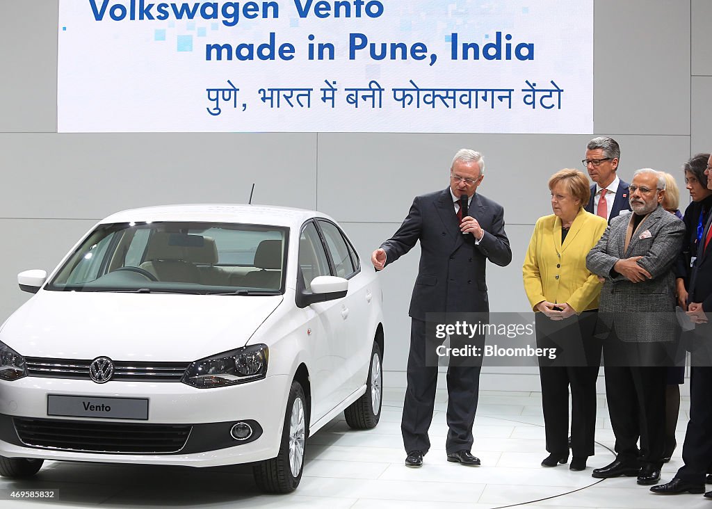 Germany's Chancellor Angela Merkel And India's Prime Minister Narendra Modi Attend Industrial Tech Show