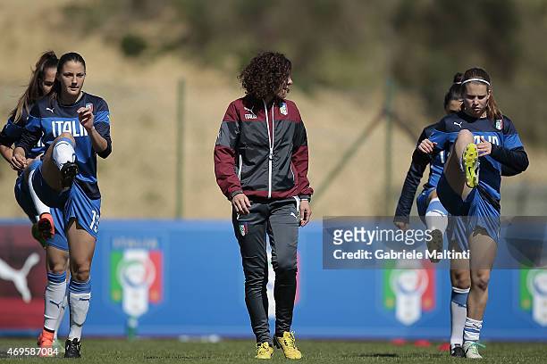 Rita Guarino sendo manager of Italy Women's U17 during the UEFA Under17 Women's Elite Round match between Italy and Czech Republic at Stadio B....