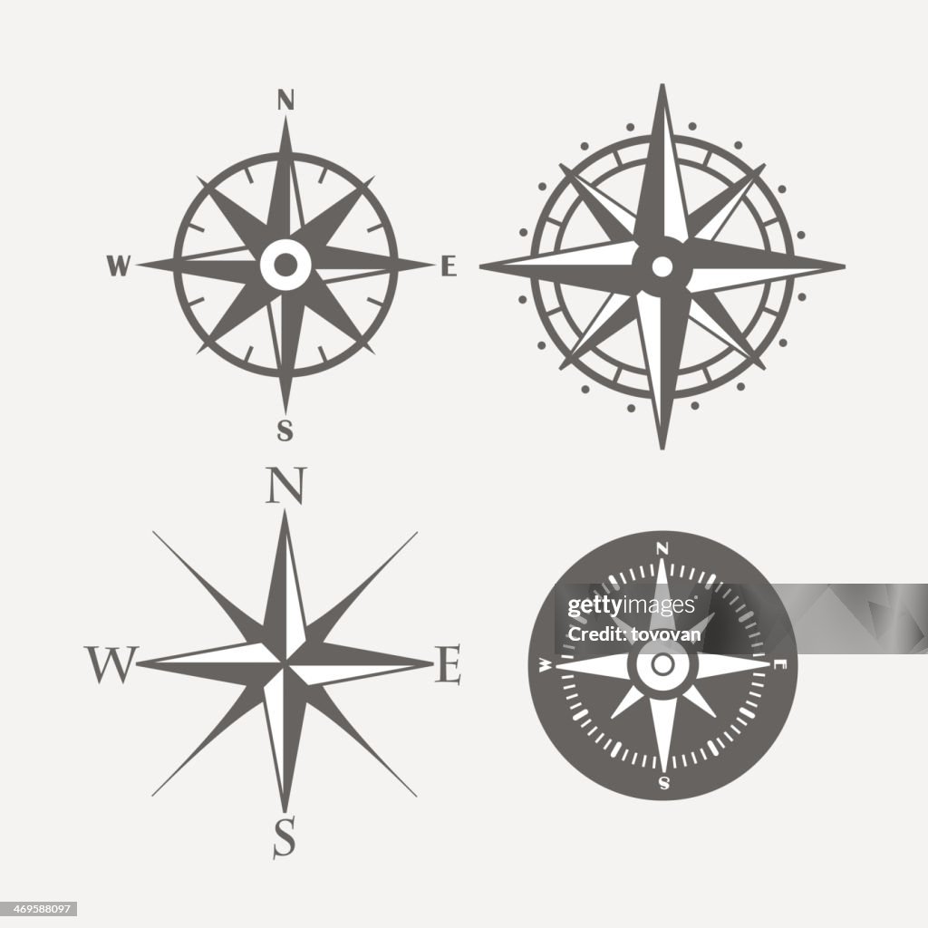 Iso Direction Compas Four Directional Compasses With Different Styles High-Res Vector ...