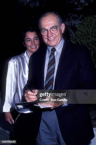 Richard Dysart and wife sighted on September 7, 1986 at Spago West Hollywood, California.