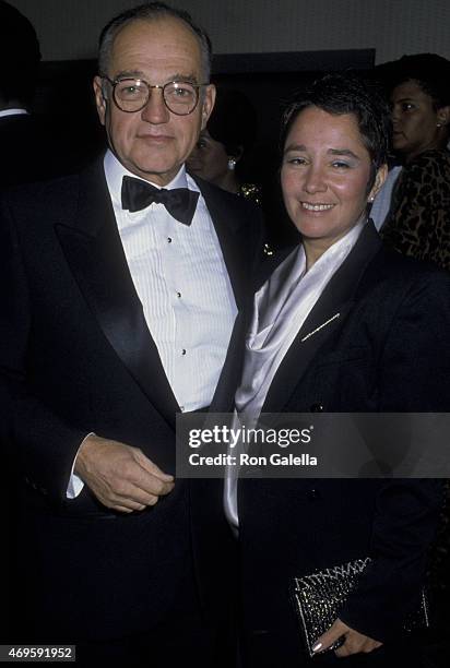 Richard Dysart and wife attends NBC TV Affiliates Dinner on December 11, 1986 at the Sheraton Premiere Hotel in Beverly Hills, California.