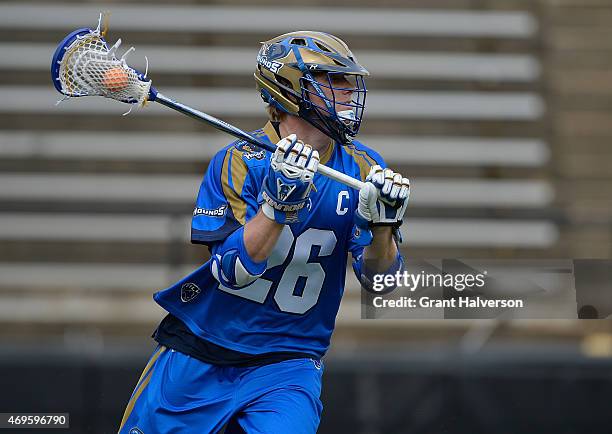 John Haus of the Charlotte Hounds during their game against the Rochester Rattlers at American Legion Memorial Stadium on April 12, 2015 in...