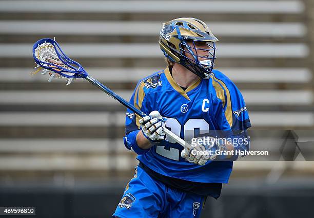 John Haus of the Charlotte Hounds during their game against the Rochester Rattlers at American Legion Memorial Stadium on April 12, 2015 in...