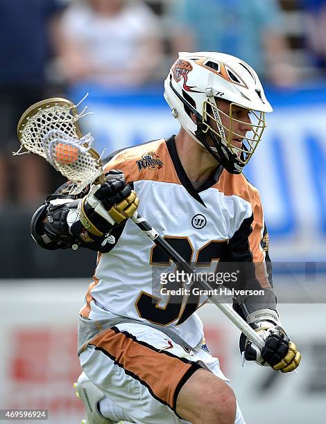 Jordan Wolf of the Rochester Rattlers during their game against the Charlotte Hounds at American Legion Memorial Stadium on April 12, 2015 in...