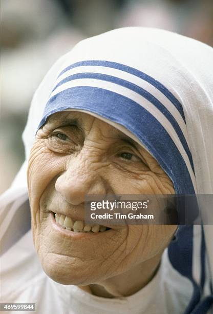 Mother Teresa of Calcutta at her mission to aid the poor, starving and suffering in Calcutta, India