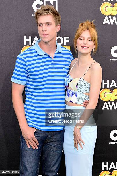 Tristan Klier and Bella Thorne arrive at the 4th Annual Cartoon Network Hall Of Game Awards at Barker Hangar on February 15, 2014 in Santa Monica,...
