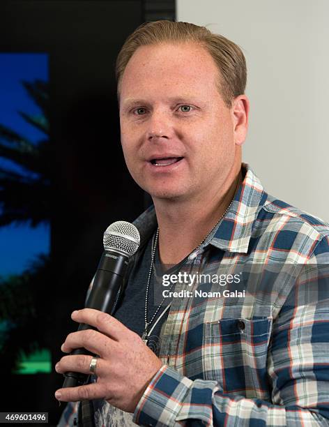 Nik Wallenda announces his next walk during a press conference on April 13, 2015 in New York City. Nik Wallenda's next walk will take place on...