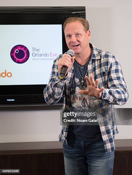 Nik Wallenda announces his next walk during a press conference on April 13, 2015 in New York City. Nik Wallenda's next walk will take place on...