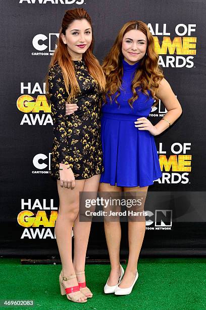 Jenessa Rose and Julianna Rose arrive at the 4th Annual Cartoon Network Hall Of Game Awards at Barker Hangar on February 15, 2014 in Santa Monica,...