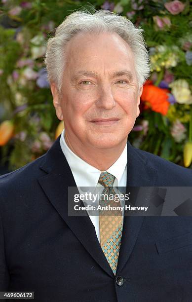 Alan Rickman attends the UK premiere of "A Little Chaos" at ODEON Kensington on April 13, 2015 in London, England.