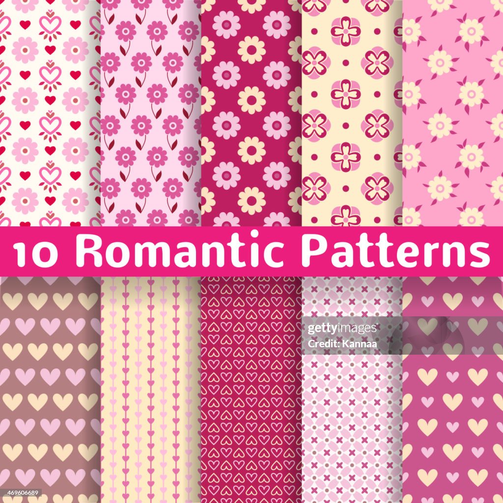 Romantic Designs Pattern Romantic Different Vector Seamless Patterns High-Res Vector Graphic ...
