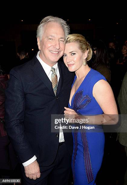 Alan Rickman and Kate Winslet attend the after party for the "A Little Chaos" UK Premiere at Buddha Bar on April 13, 2015 in London, England.