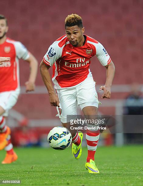 Serge Gnabry of Arsenal during the match between Arsenal U21 and Reading U21 in the Barclays Premier U21 League at Emirates Stadium on April 13, 2015...